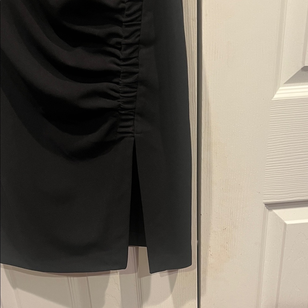 NWT-Calvin Klein Black Ruched Midi Dress - Picture 6 of 11